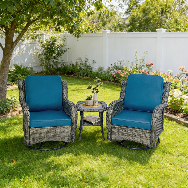 3 Piece Wicker Patio Furniture Set 