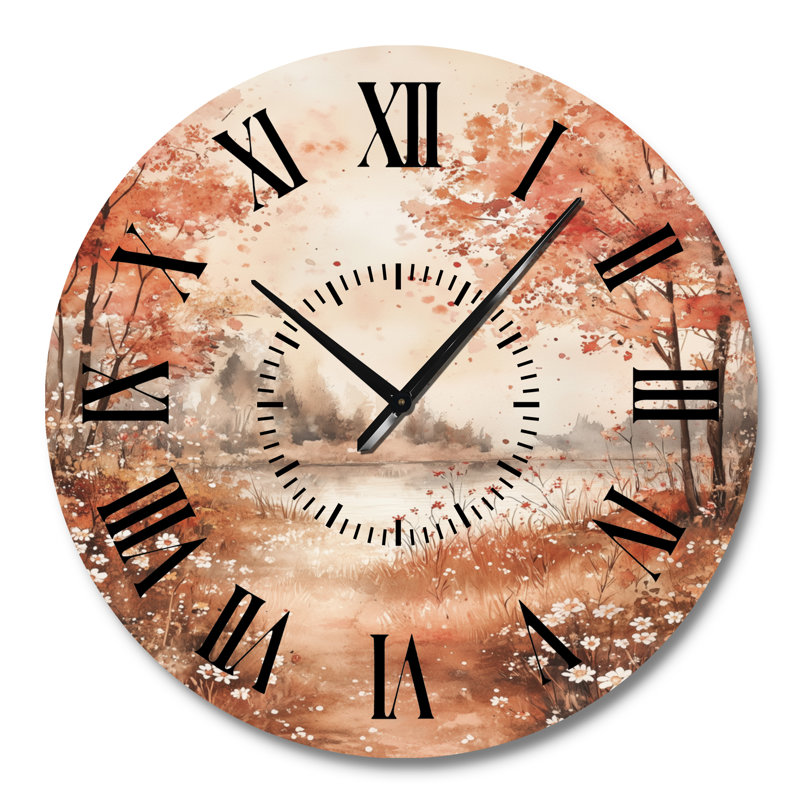 Horloge murale botanique rouge et blanche, Grand
