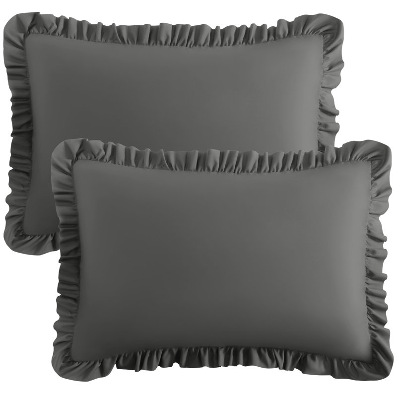 Taies décoratives à volants en microfibre brossée, taies décoratives à fermeture d'enveloppe, paquet de 2, King (20" x 36")