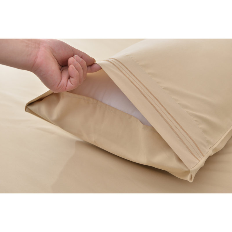  Ensemble de draps 1800 fils en rayonne de bambou, Beige, Grand