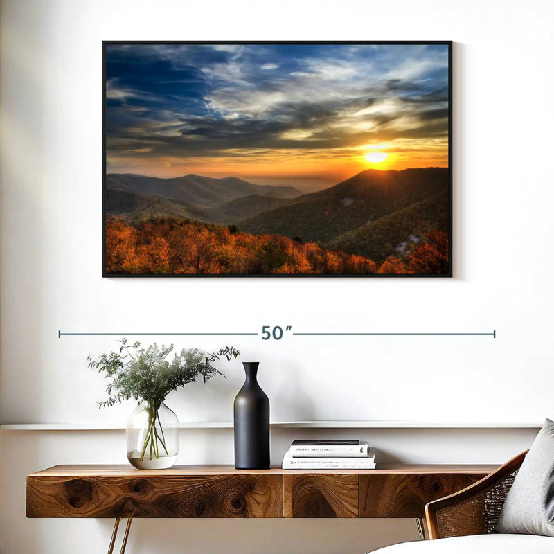 Shenandoah Sundown, 40 po x 27 po, Cadre flottant noir