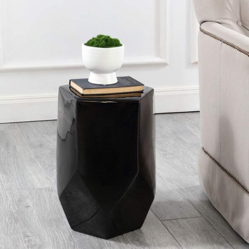 Pryce Ceramic Accent Stool, Black