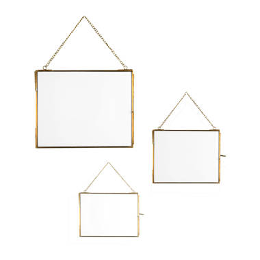 8x8 Picture Frame in Gold, Display Pictures 4x4 with Mat, Wall or Tabletop Display (Set of 2) Everly Quinn