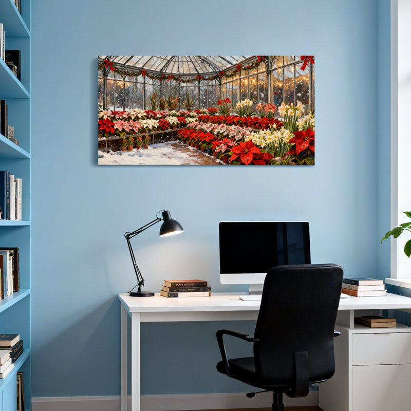 «Christmas Greenhouse Christmas Flowers Winter Winter», impression décorative, H 16 po x l 32 po