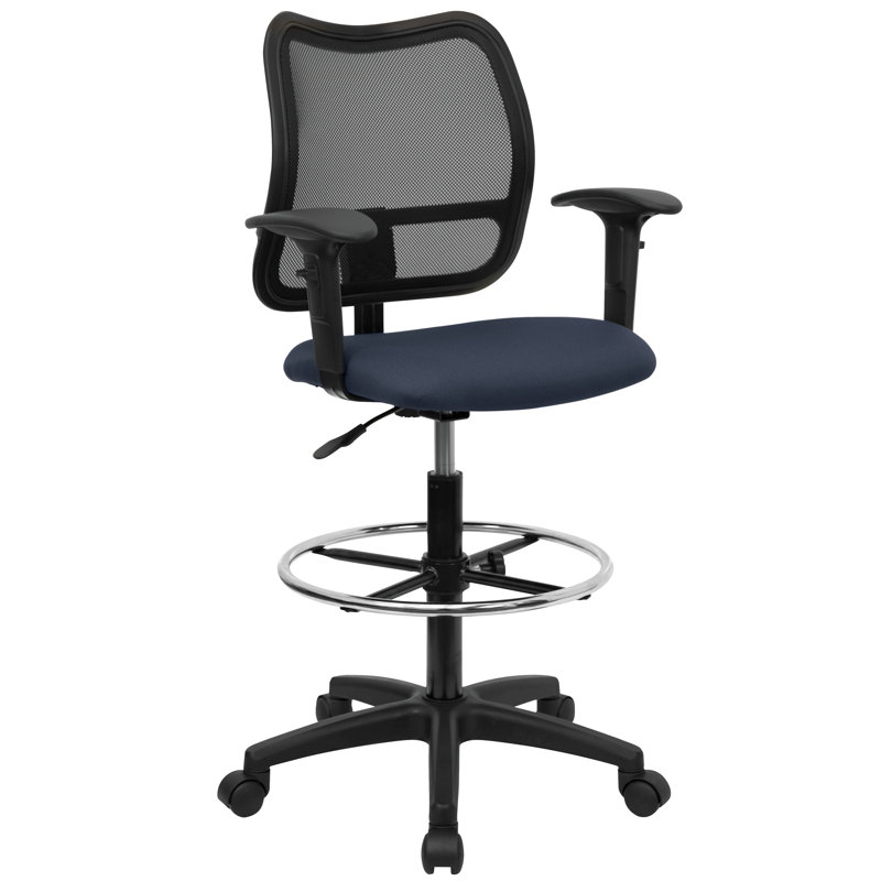 ErgoDraft Black Mesh & Nylon Adjustable Drafting Chair with Swivel