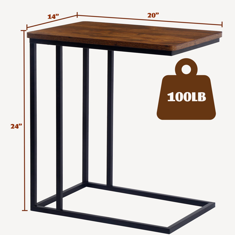 Table de bout carrée et table d'appoint à 4 roulettes pour canapé, côté lit Jabria, Bois brun