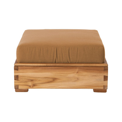 Repose-pieds d'extérieur en teck avec coussin Sunbrella Arrihanna