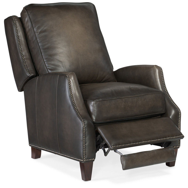 Elicce Leather Power Recliner, Brown Genuine Leather, Manual