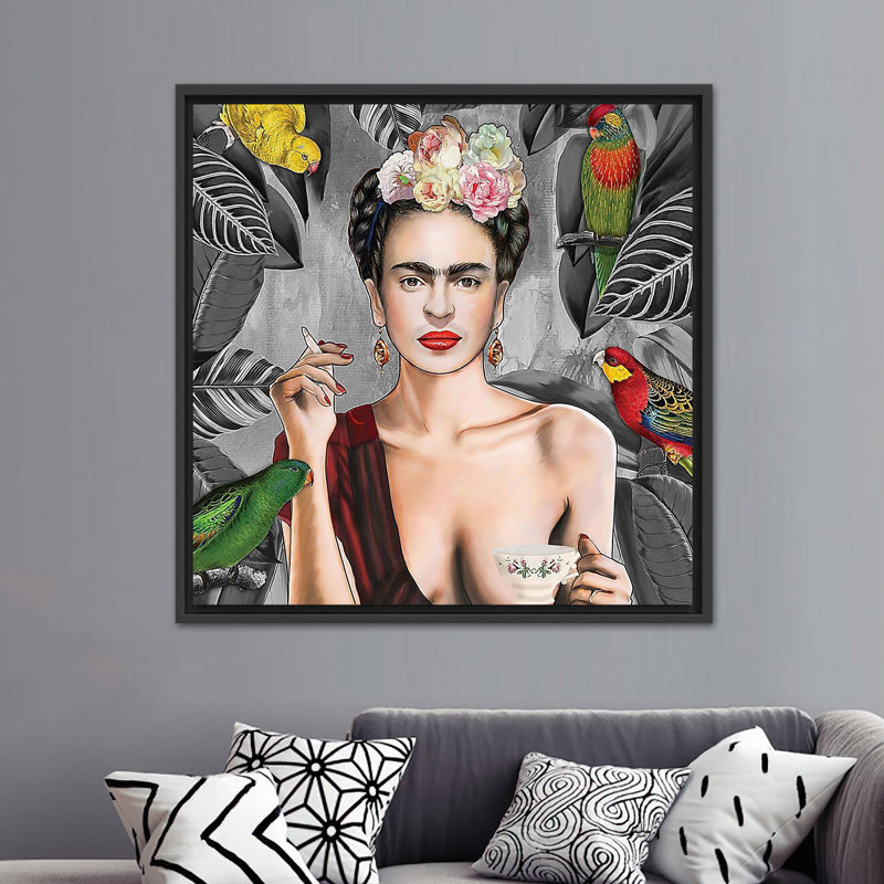 Élégante impression sur toile Frida Kahlo - Art mural avec tasse à thé, 1P, 15,8 po H x 15,8 po l