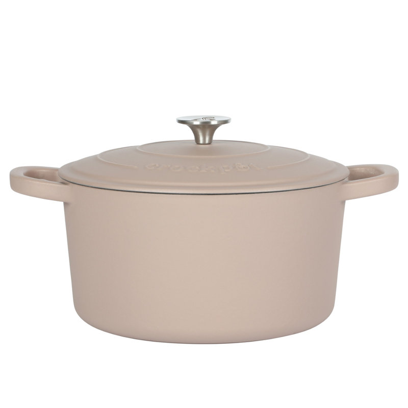 Cocotte ronde artisanale en fonte antiadhésive Crock-pot, 5 pte, Rose cendré / argent