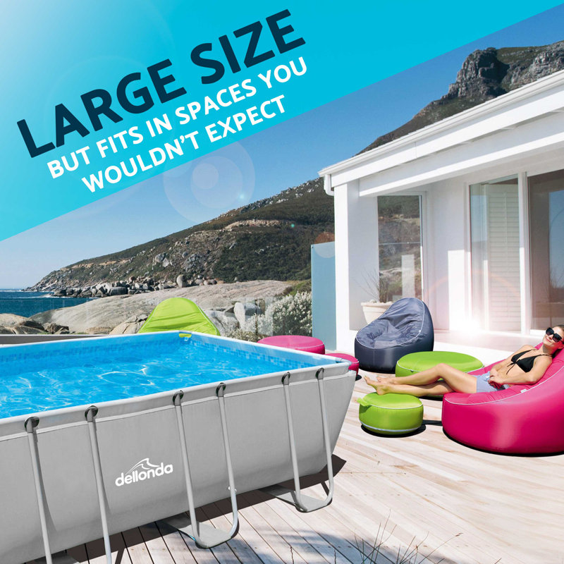Plastic Rectangle Frame Set Pool 122cm H x 305cm W x 549cm L , with Pump Included
