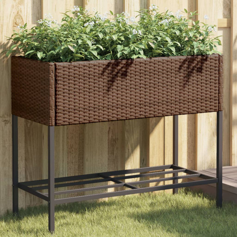 Celep Metal Elevated Planter, Brown, 75cm H x 90cm W x 40cm D