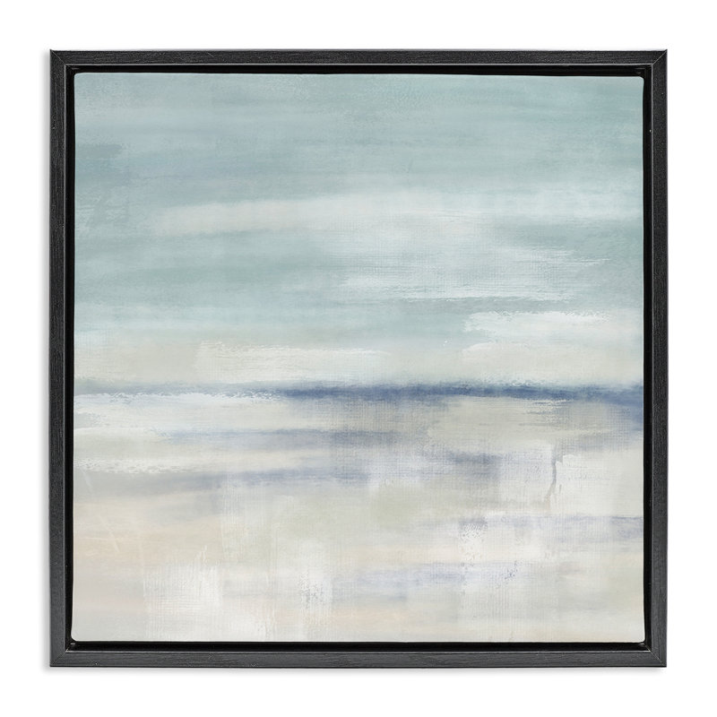«Subtle Coastal Abstraction», art mural encadré noir sur toile flottante, design par J: L Design, H 18 po x l 18 po