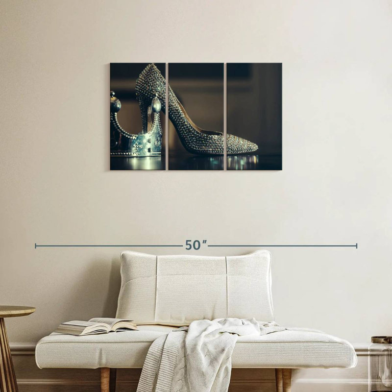 Shuttleworth Silver High Heels, 20" H x 33" W