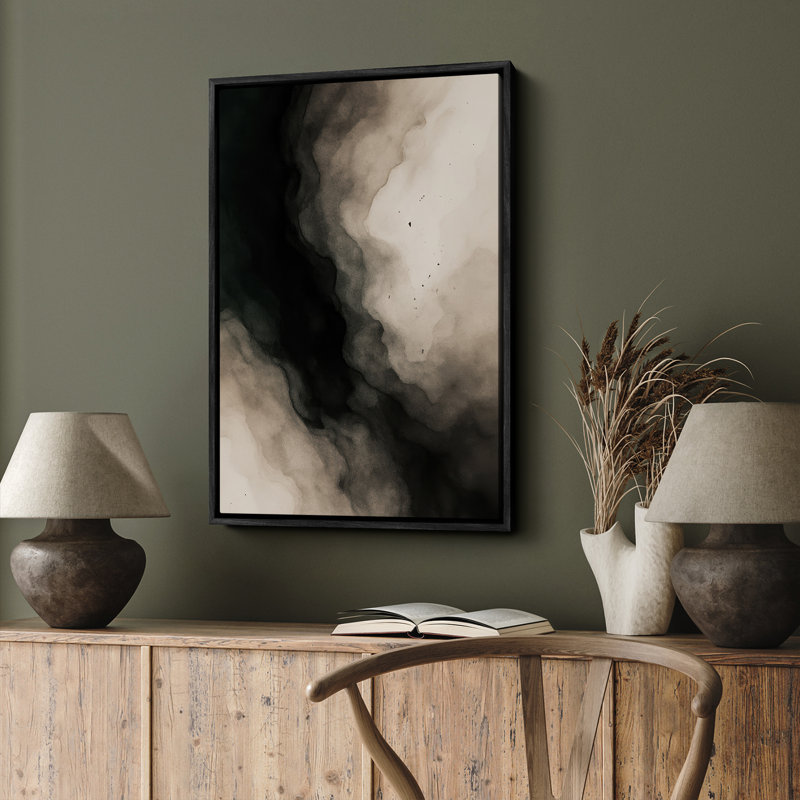 Art mural encadré abstrait rétro antique classique pour chambre à coucher, H 36 po x l 24 po, Noir