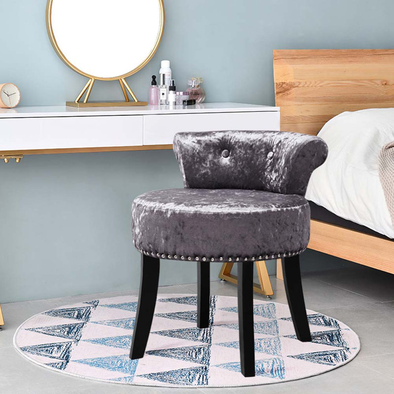 Page Solid Wood Accent Stool, Dark Grey