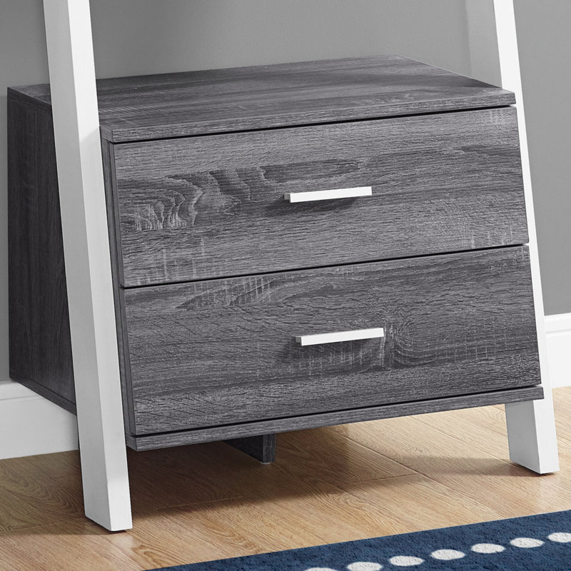 Bibliothèque, bibliothèque, étagère, échelle, 4 niveaux, H 69 po, bureau, chambre à coucher, stratifié gris