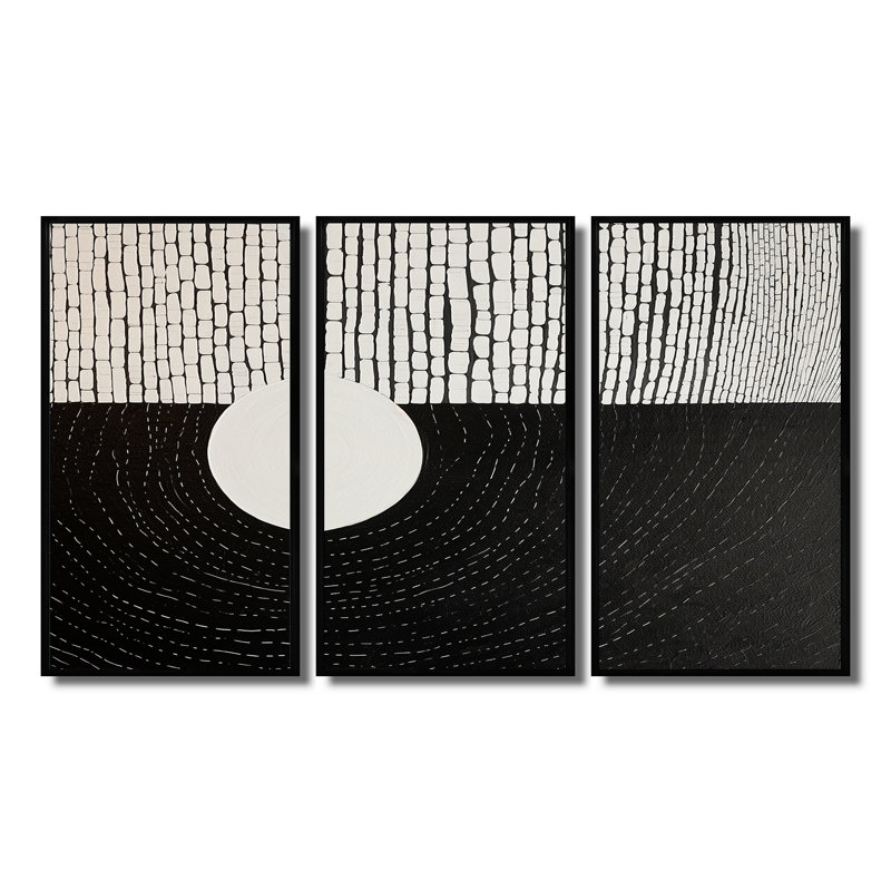Ensemble de salon mural Balance Black White Minimal White, Cadre flottant noir, H 28 po x l 36 po x P 1 po