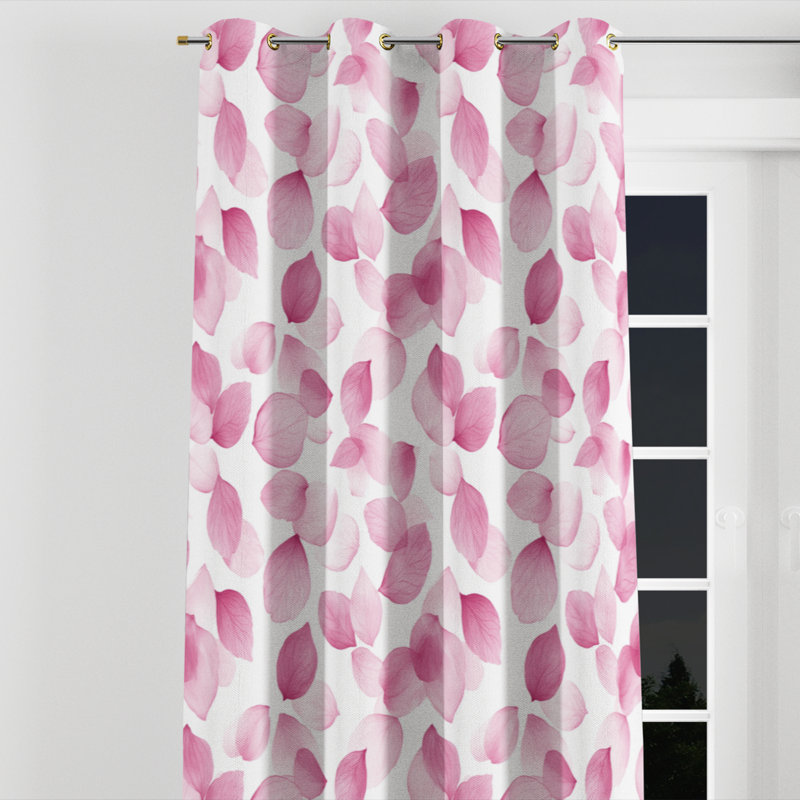 For Girls Abstract Florals Curtains for bedroom - Delicate Petal Dust Twin Grommet Curtain - 1 Panel, Gold Grommets