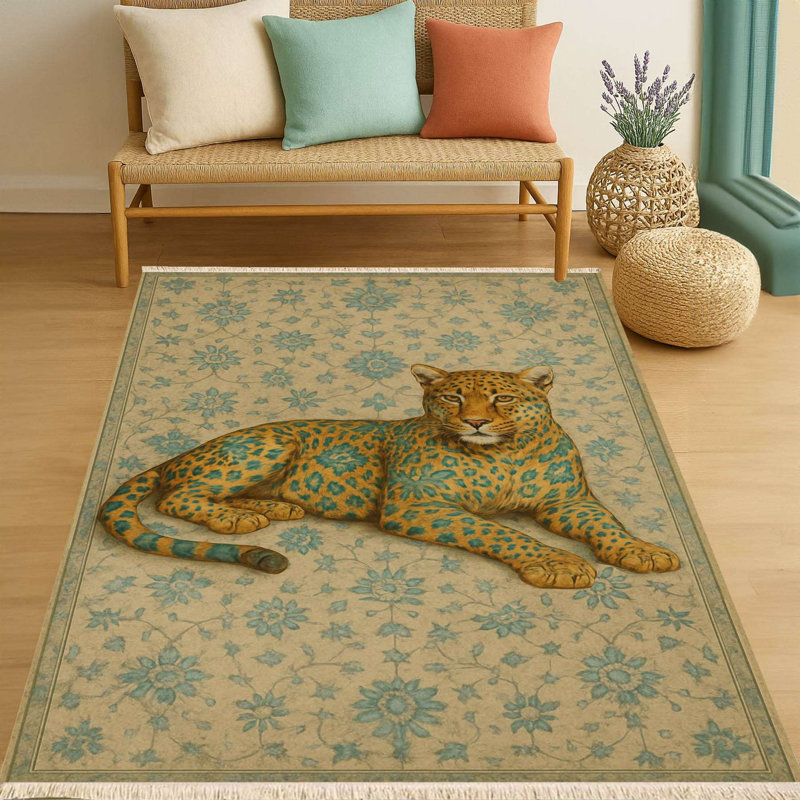 Tapis floral léopard bohémien