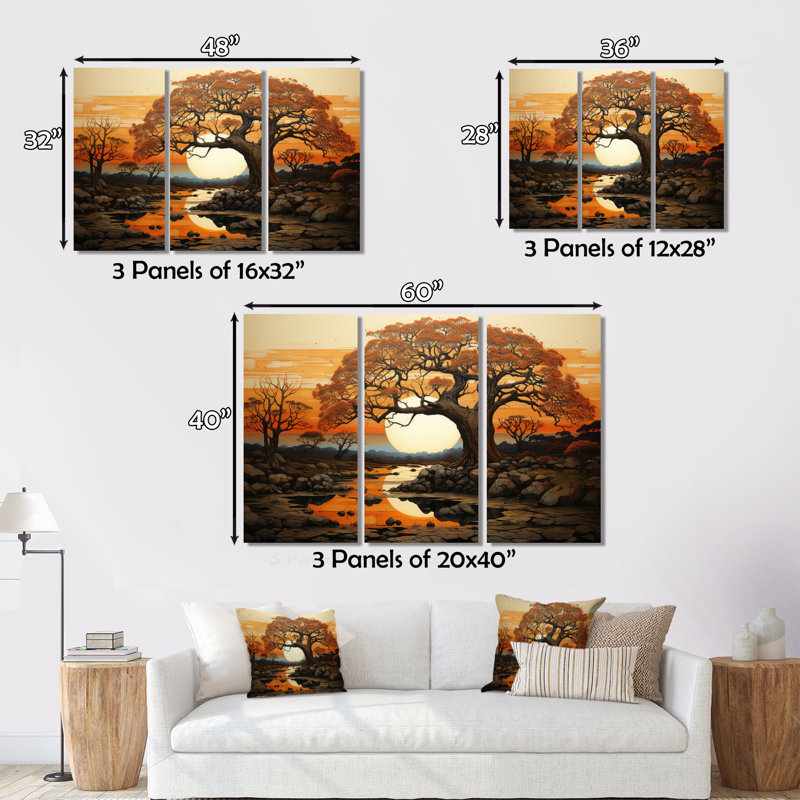 Baobab Tree Serenade During Sunset - Tree Baobab Wall Art, Silver Picture Framed, 30" H x 40" W x 1.5" D