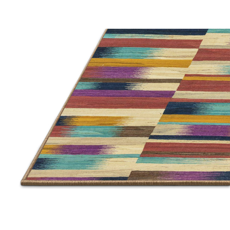 Tapis multicolore à motif abstrait Milanii, Rectangle 4 pi x 6 pi