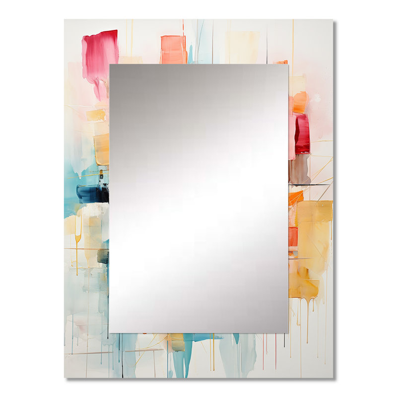 Collage Rhythms I - Abstract Collages Unique Wall Mirror Decor, Modern Large Mirror, Printed Metal Art, 32" x 24"