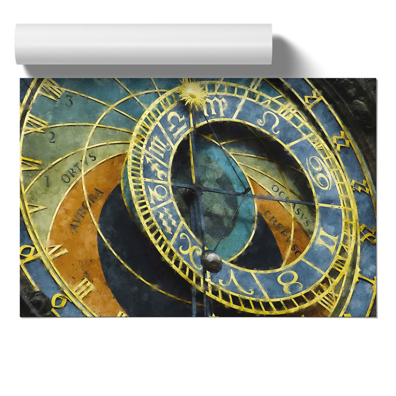 Astronomical Clock in Prague Painting - Frameless Print, 42cm H x 59cm W x 0.1cm D
