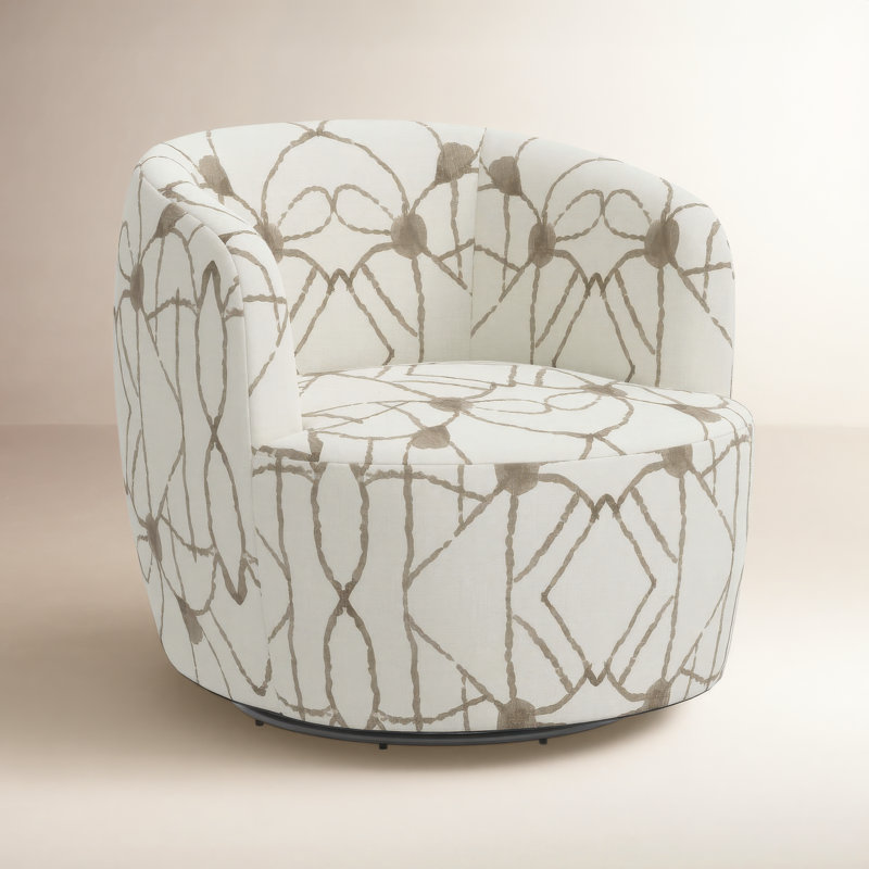 Maya Swivel Chair In Boucle, Hans Cream Geometric