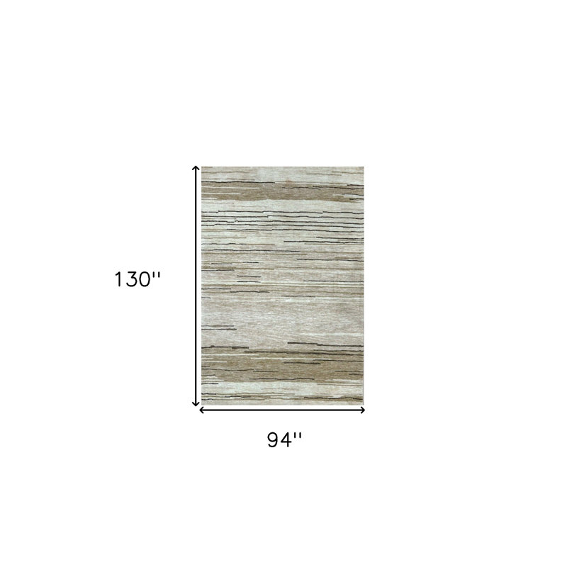 Tapis 8 pi x 11 pi beige et brun à motif abstrait tissé à la machine