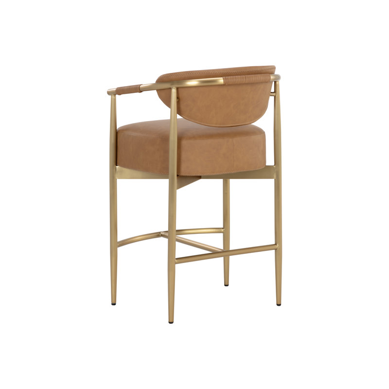 HELOISE Upholstered Stool with Metal Frame, Brown, Counter Stool (26.25” Seat Height)