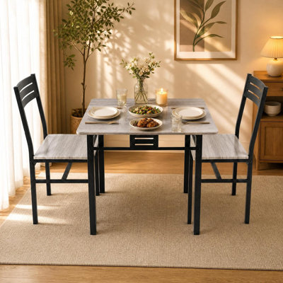 Ensemble de table et chaises carrées compactes 3 pièces pour 2 personnes