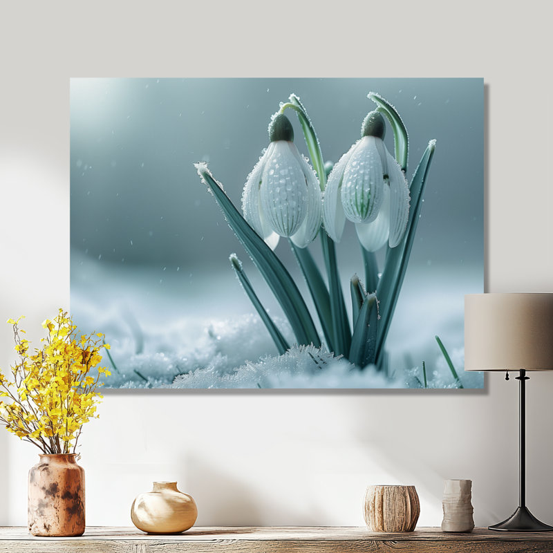 Photo de perle blanche en hiver, H 12 po x l 20 po x P 1 po, Toile tendue