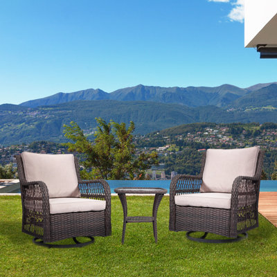 Ensemble de patio à bascule pivotant en osier 360 degrés Idealhouse avec coussins Premuim.