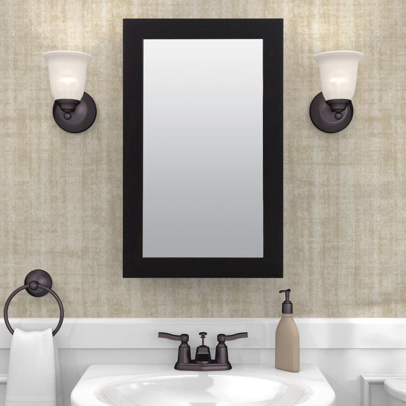 Coster W 16.25'' H Surface Framed Medicine Cabinet Mirror, 16.25" H x 26.26" W x 4.63" D, Espresso