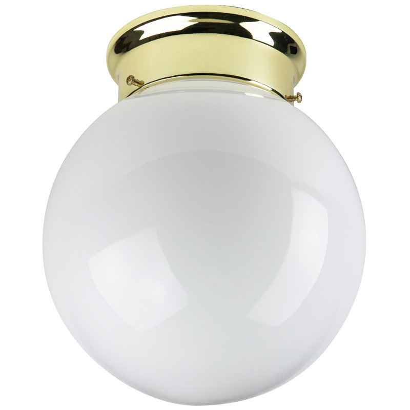 8 po Plafonnier encastré Globe en laiton poli Energy Star, Aucune ampoule incluse, H 7 po x l 6 po x P 6 po