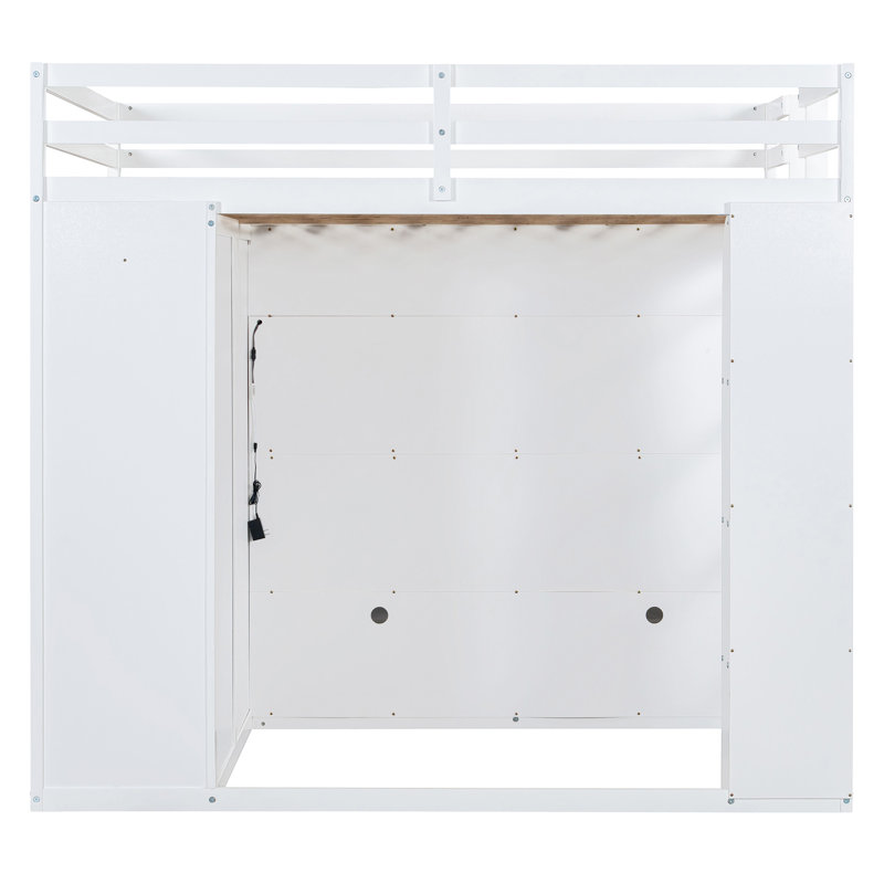 Lit mezzanine avec tiroirs, Blanc
