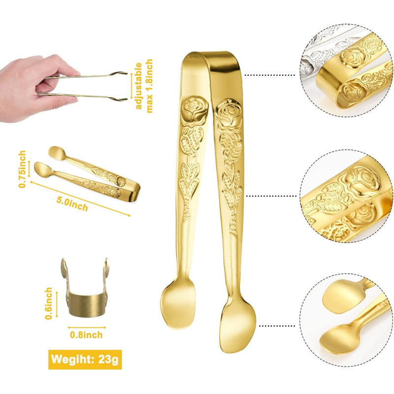 Mini pinces de service en métal 5 po, ensemble de 6 - Doré
