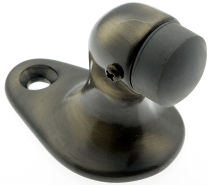 Gooseneck Solid Brass Floor Mount Stop, Antique Brass