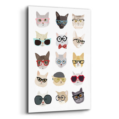 «Cats with Glasses» par Hanna Melin, art mural en verre acrylique