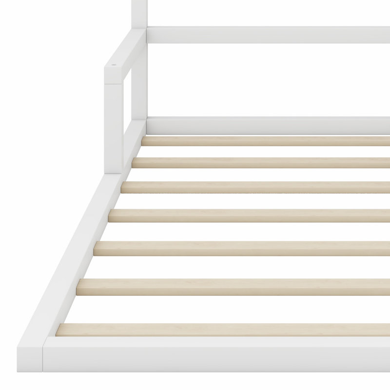 Lit en bois avec tête de lit en bois, Lit simple, Blanc
