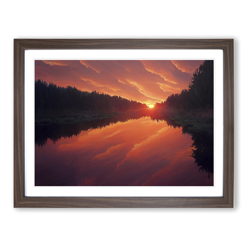 Spring Forest Sunset - Print, Walnut, 34cm H x 46cm W x 2cm D