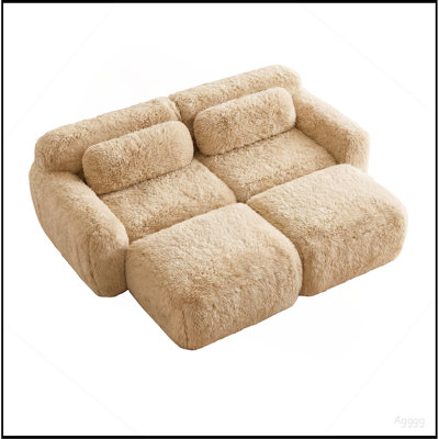 Tissu moelleux doux de 80 po, canapé désossé, aucun assemblage requis, conception antidérapante inférieure avec méridienne, avec repose-pieds, assise profonde, combinaison haute densité 32D sans bureau pour étude, kaki clair