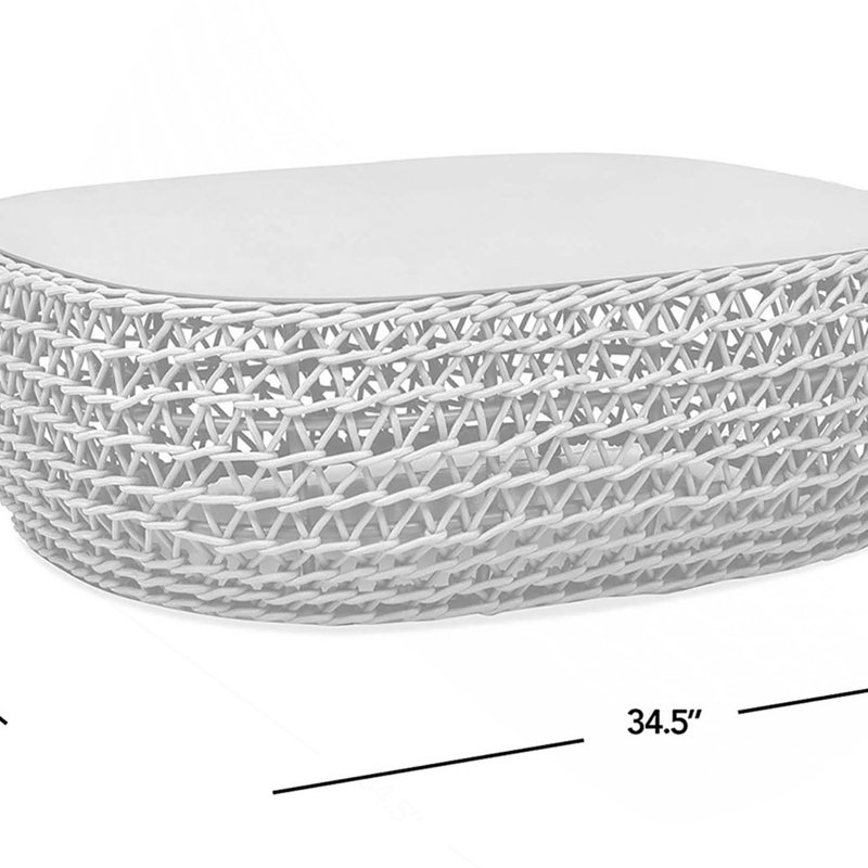 Table basse de patio ovale tissÃ©e Willow de 103 cm, olÃ©fine beige clair