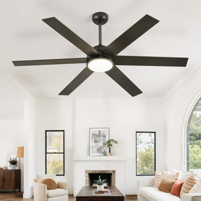 Cissline 58" Modern Black Ceiling Fan with Led Light and Remote for Bedroom/Living Room/Kitchen