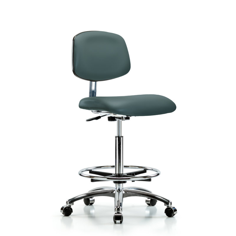 Iyana Vinyl Drafting Chair, Casters, Colonial Blue