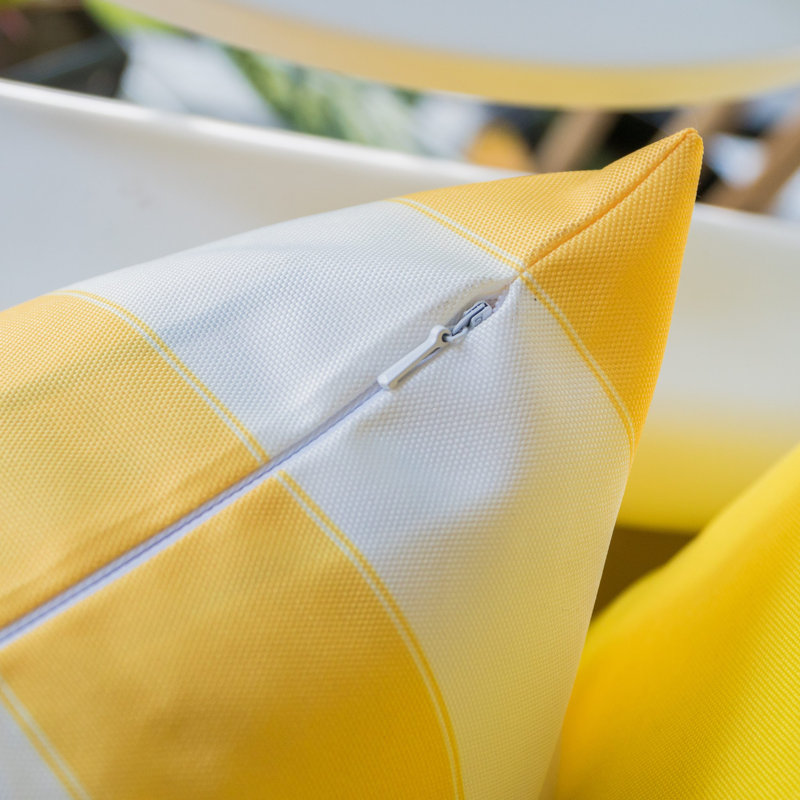 Josephine Striped Outdoor Reversible Throw Pillow, Yellow