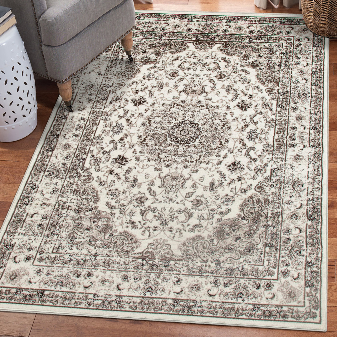 Hazelton Oriental Silver Area Rug One Allium Way® Rug 