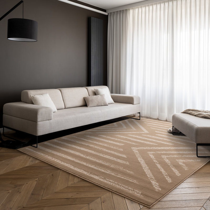Tapis brun crème Fresno, Rectangle 4 pi 7 po x 6 pi 7 po