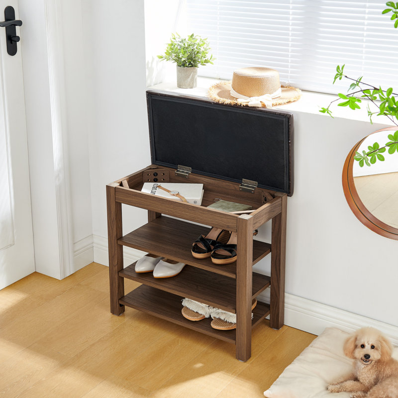 Petit banc à langer avec tablettes, Brun